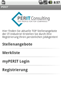 PERIT-App für Android: Startbildschirm